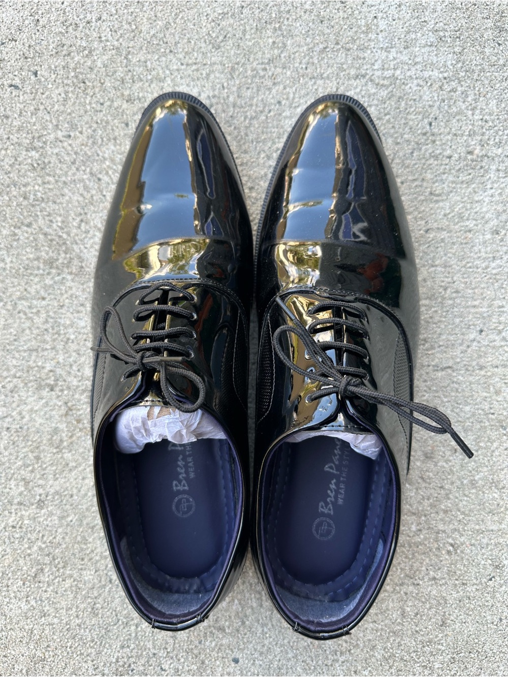 Men's Boys Black Leather Lace-Up Dress Shoes